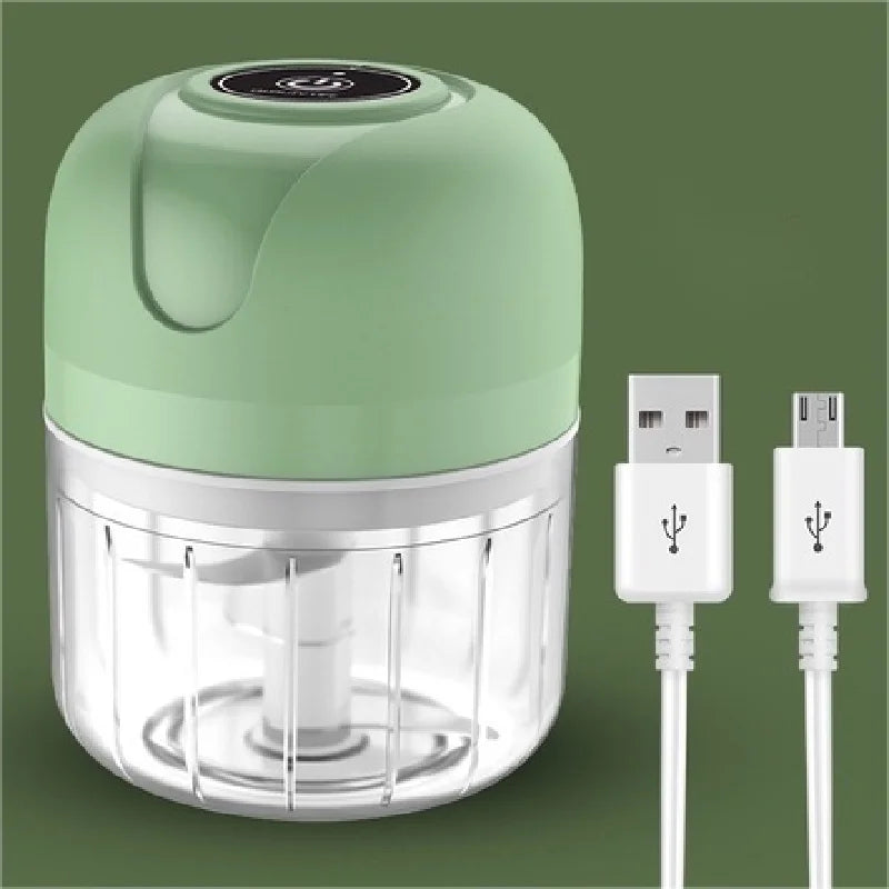 Mini Processador Elétrico de Alimentos Portátil com 3 lâminas de aço inox USB 250 ml Bivolt