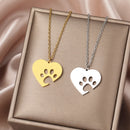 Colar de aço inoxidável com pingentes de coração e patinha ❤️🐾